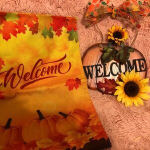 Beautiful fall pumpkin sign and yard flag